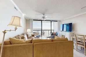 TV, DVD player - Beachfront resort condo with central AC, ocean views, balcony, pools & amenities (Ocean City)