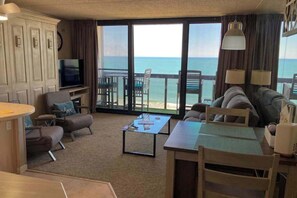 TV, DVD player, table football, offices - Spacious oceanfront condo with shared pools, game room, gym, and beach views (Ocean City)