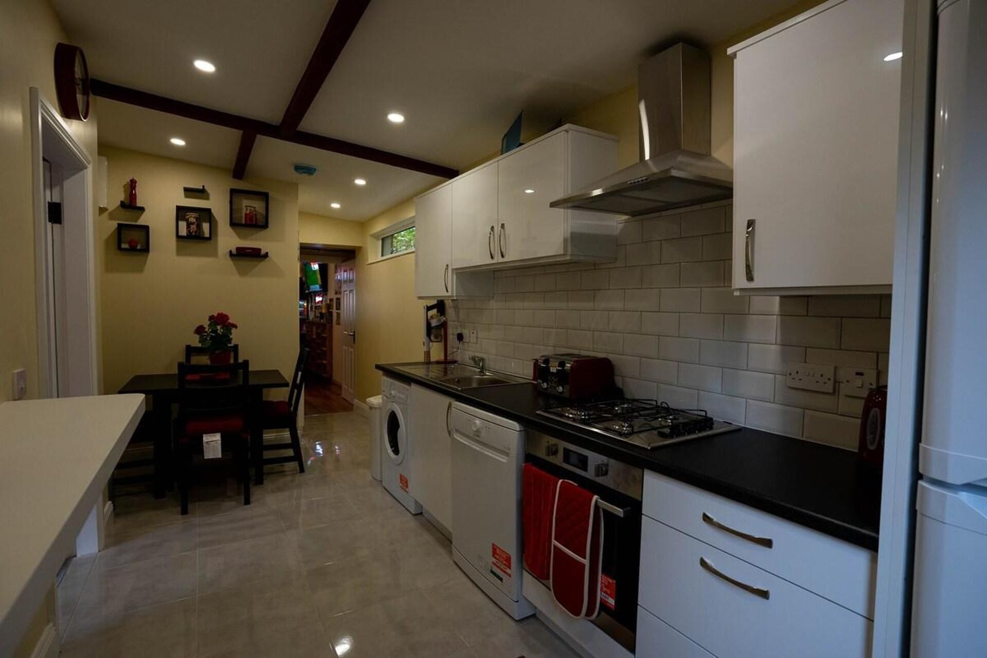 Fridge, microwave, oven, dishwasher