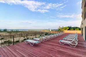 Terrace/patio - Inviting oceanfront condo with hot tub, balcony, central AC, & W/D (Ocean City)
