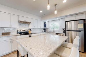 Fridge, microwave, oven, stovetop - Waterfront oasis with 4 decks, grill, free WiFi, pool access, dock & central AC (Ocean Pines)