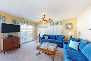 TV, offices - Stunning canal front Condo w/ Sunny Patio, Central AC, WiFi & Shared Pool (Ocean City)