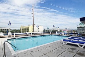 Pool - Ocean-view condo with balcony, central AC, W/D, pool, gym & coastal decor (Ocean City)