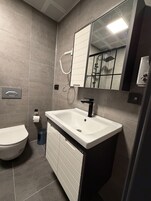 Standard Twin Room | Bathroom | Hair dryer, towels, soap, shampoo