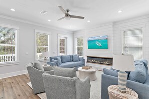 TV, offices - The MEG – Brand New Luxury Seacrest Home with Private Pool & Lagoon Pool Access! (Rosemary Beach)