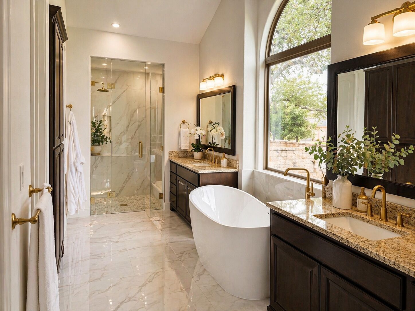 Een douche, een bubbelbad, een haardroger, een bidet