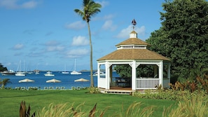 A gazebo with a view of the sea and boats. - The Westin St. John Resort Villas | Studio (Cruz Bay)