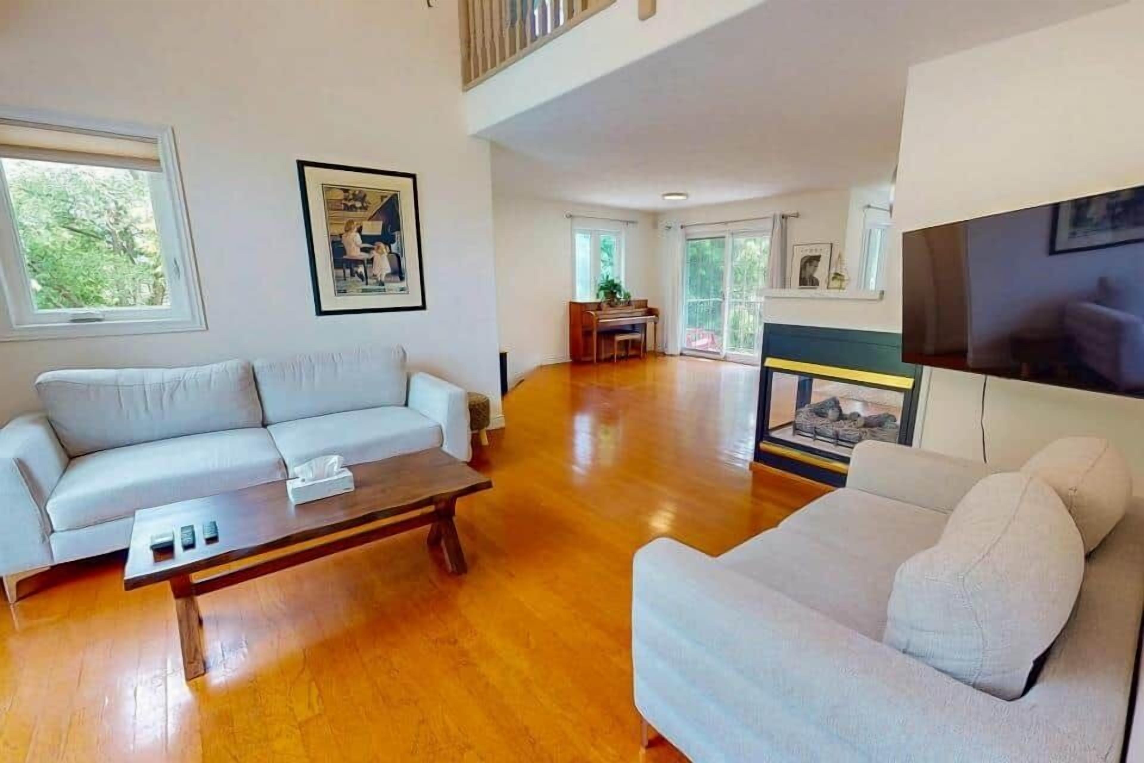TV, fireplace