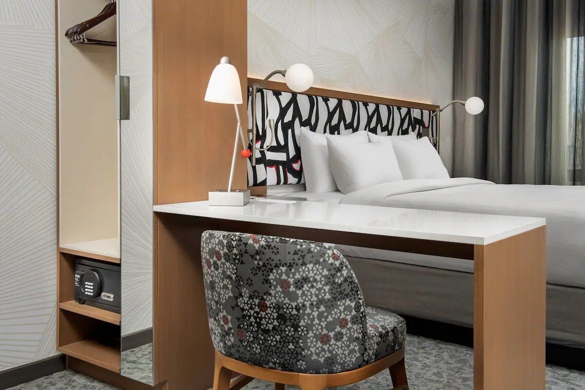 Settle in and work comfortably at the sleek in-room desk.