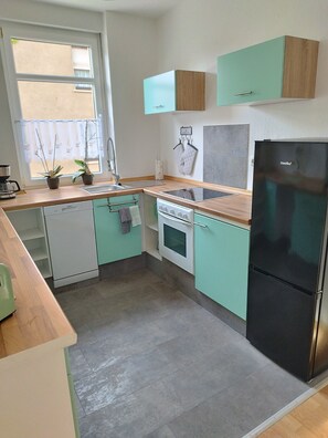 Fridge, oven, stovetop, dishwasher