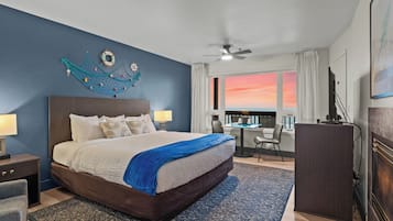 Premium bedding, laptop workspace, free WiFi, bed sheets