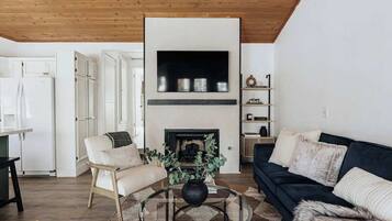 TV, fireplace, offices