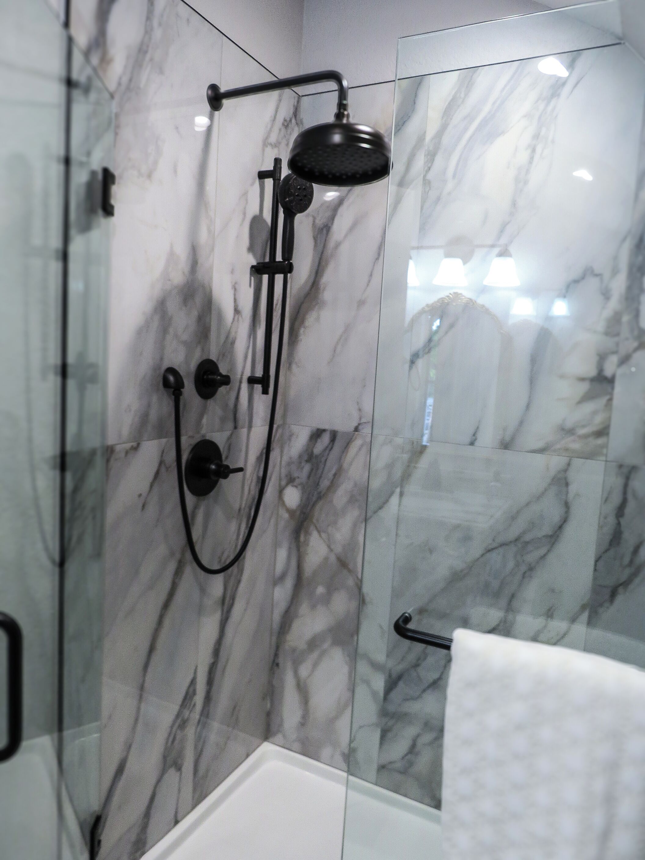 Shower, bidet, towels, soap