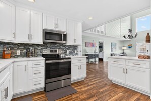 Fridge, microwave, stovetop, dishwasher - Blue Heaven 2.0 by Brunswick Vacation Rentals:  2nd Row Beach Retreat with Pool (Ocean Isle Beach)