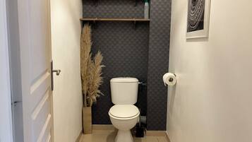 Shower, soap, toilet paper