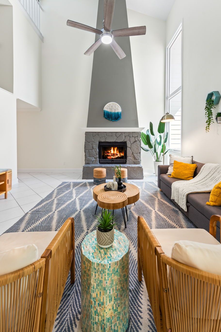 Stylish and comfortable living room made for easy, relaxed stays. ✨
