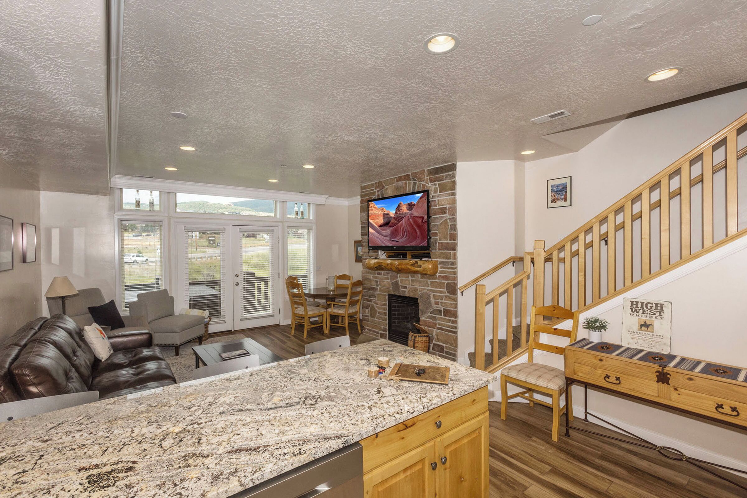 Smart TV, fireplace, table football