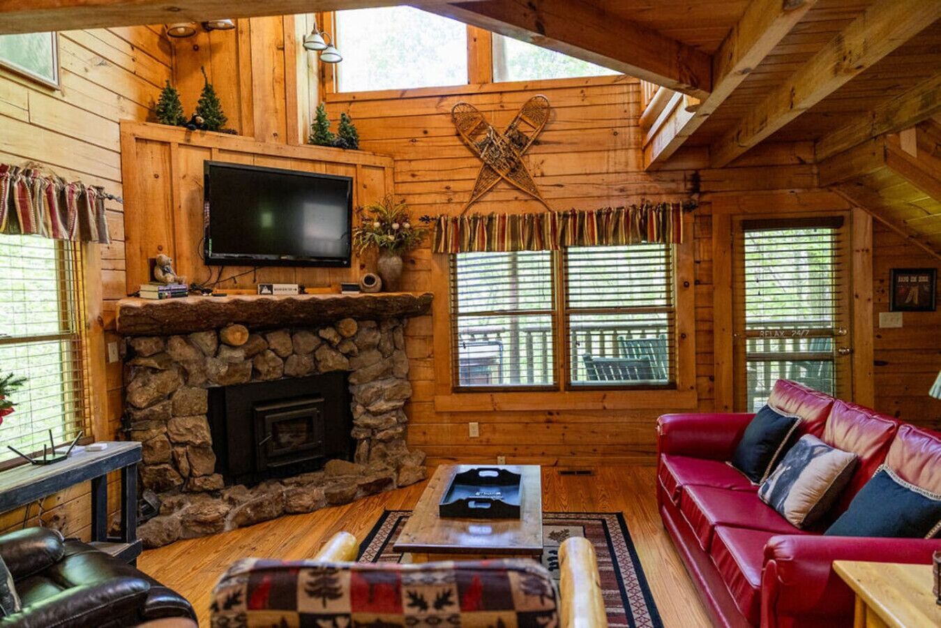 TV, fireplace, ping pong, books