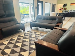 Living area - Villa Vonu - 2 Bedroom Ensuit. Your own pool, secured landscape near the beach. (Pacific Harbour)