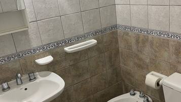 Shower, towels, soap, shampoo