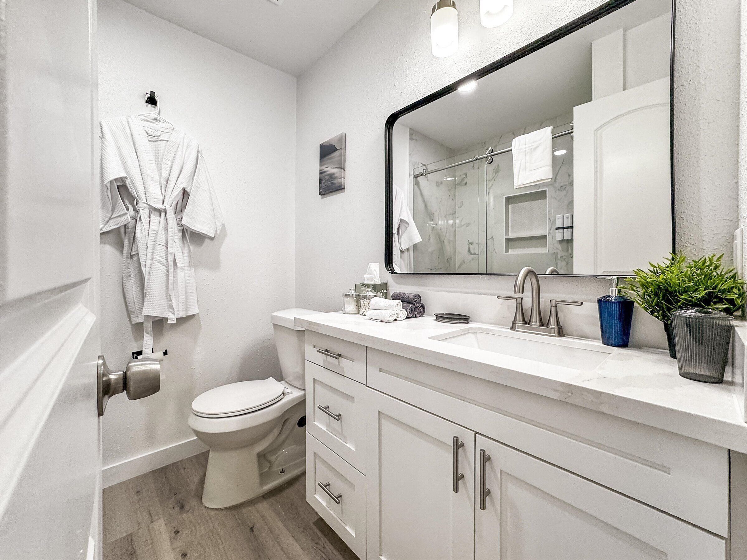 Hair dryer, towels