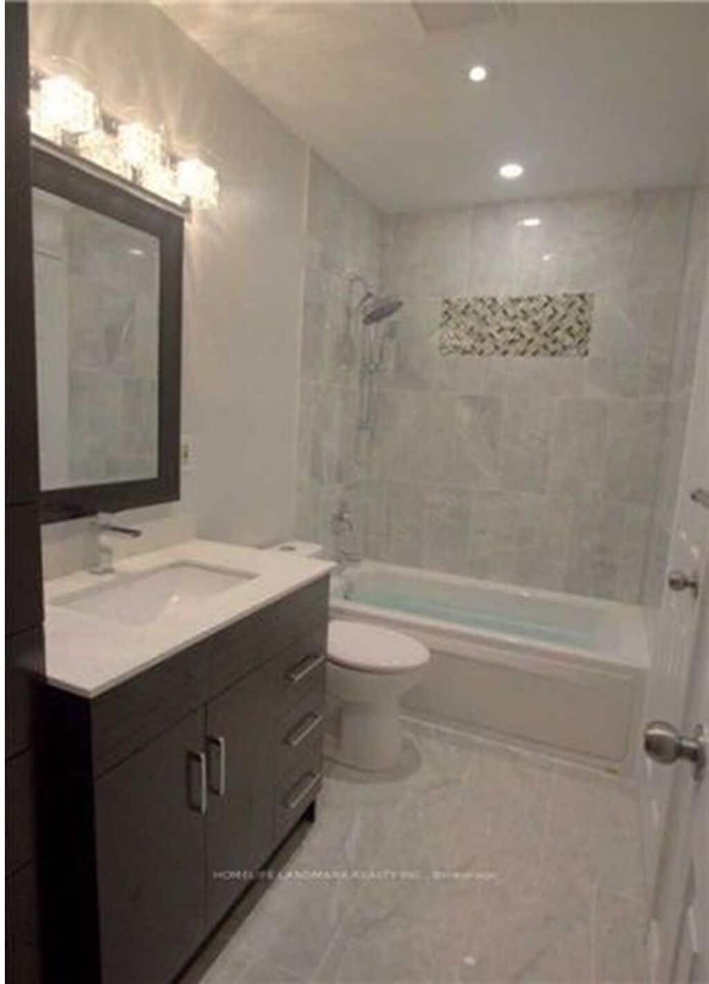 Shower, jetted tub, hair dryer, bidet