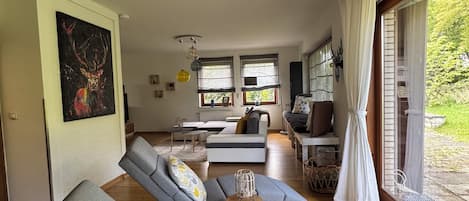Smart TV, fireplace, DVD player, table tennis
