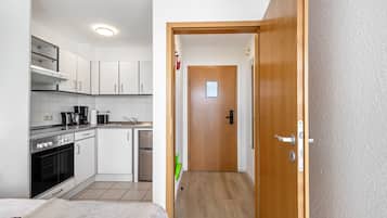 Fridge, oven, stovetop, electric kettle