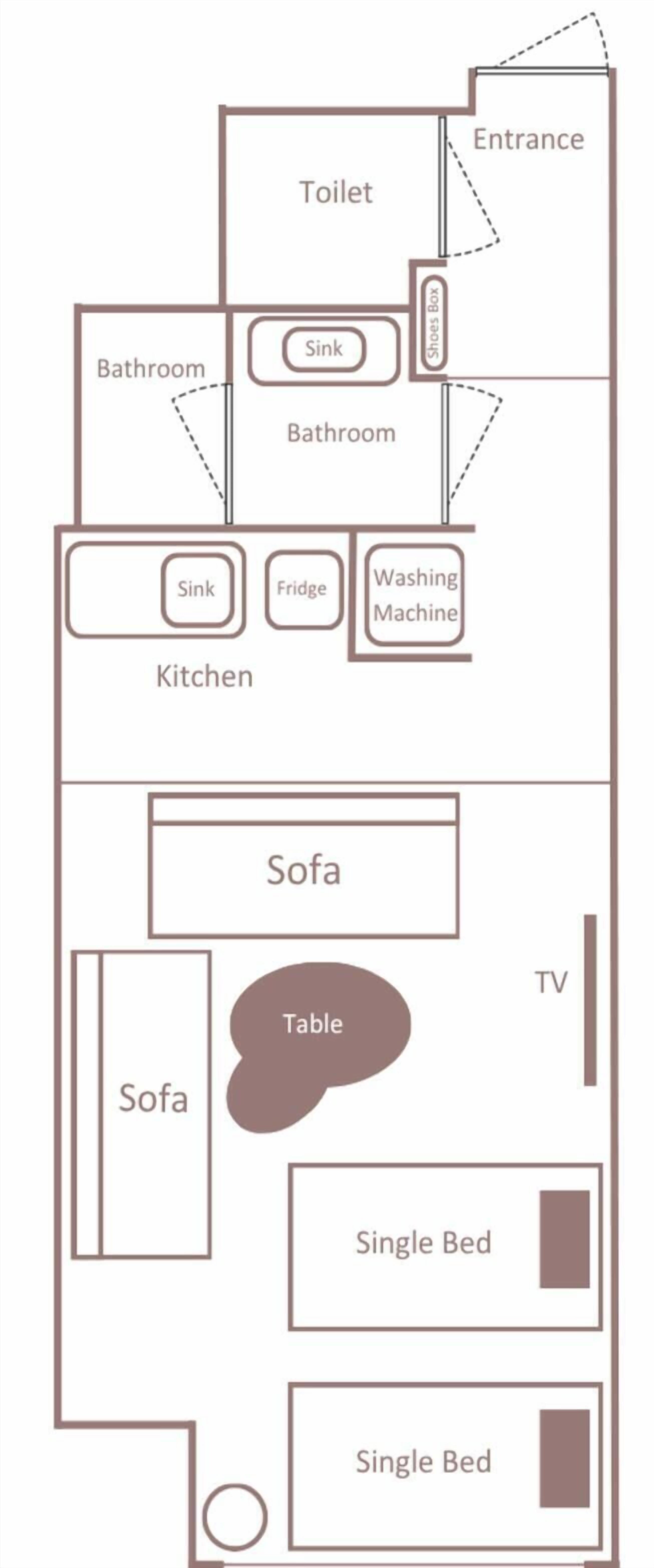 Zimmer, Nichtraucher (Moderate 4 Beds A) | Grundriss