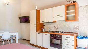 Fridge, oven, stovetop, coffee/tea maker