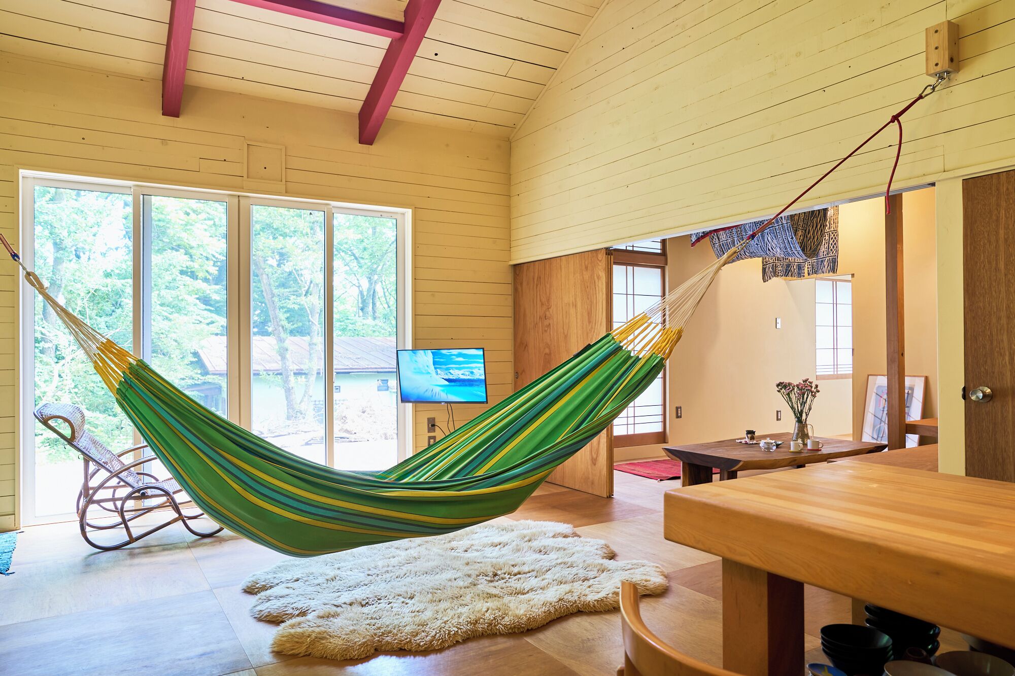 Ferienhaus, Küche, Gartenblick | Wohnbereich