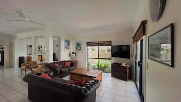 TV, DVD player, stereo