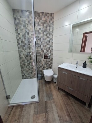 Regadera, bidet, toallas 