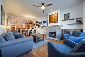 TV, fireplace - WAT01 | Newly Listed | A/C | Downtown | Yampa River Views | Gas Grill | Pet Frie (Steamboat Springs)