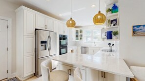 Fridge, microwave, oven, stovetop - Gorgeous home with private pool - dog-friendly - only three blocks to the beach (Rehoboth Beach)
