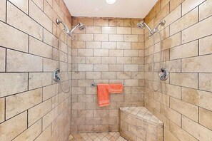 Shower, hair dryer, towels - Town of Rehoboth Beach dog-friendly home with fireplace & W/D - walk everywhere (Rehoboth Beach)