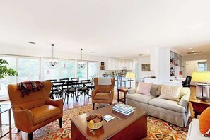 TV, fireplace, offices - Town of Rehoboth Beach dog-friendly home with fireplace & W/D - walk everywhere (Rehoboth Beach)