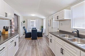 Fridge, microwave, oven, stovetop - Dog-friendly Rehoboth Beach gem steps from boardwalk with room for groups (Rehoboth Beach)
