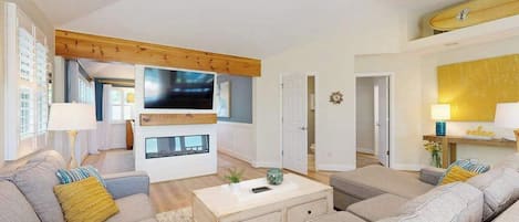 TV, fireplace, offices