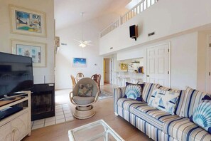 TV, fireplace, offices - Sea Colony Tennis 2nd-floor condo with pool, & gym (Bethany Beach)