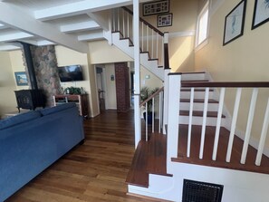 Smart TV, fireplace, DVD player