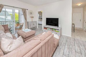 TV, offices - Villas at Bay Crossing dog-friendly condo with pool, balcony, water views, & W/D (Lewes)