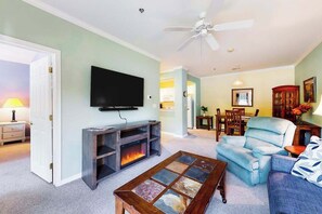 TV, offices - Sandpiper Village dog-friendly condo with patio, AC & close access to everything (Rehoboth Beach)