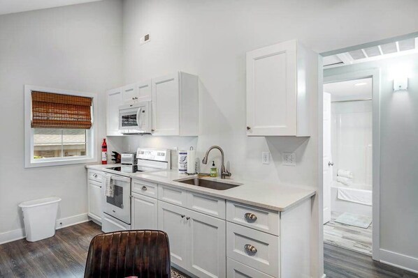 Fridge, microwave, oven, stovetop - Dog-friendly Rehoboth Beach cottage steps from the beach & boardwalk (Rehoboth Beach)