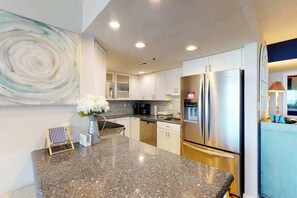 Fridge, microwave, oven, stovetop - Sea Colony Ocean 2nd floor condo w/ shared sauna, gym, and pool (Bethany Beach)