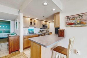 Fridge, microwave, oven, stovetop - Oceanfront fifth-floor condo with sauna, pools, & hot tub on-site (Bethany Beach)