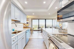 Fridge, microwave, oven, stovetop - Sea Colony oceanfront 6th floor condo w/ elevator, gym, and ocean views (Bethany Beach)