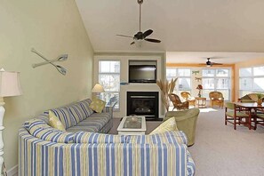 TV, fireplace, video games, DVD player - Swann Cove dog-friendly house w/ balcony, gas fireplace, and shared pool (Selbyville)