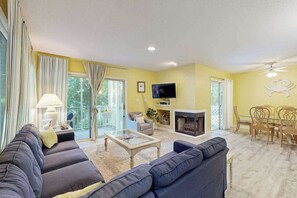 TV, fireplace, offices - Sea Colony Escape with Shared Pool, Tennis Courts, & Free Shuttle to Beach (Bethany Beach)