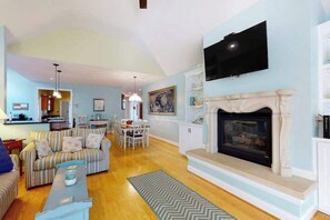 TV, fireplace, offices - Salt Pond House close to beach with W/D, pool, tennis access (Bethany Beach)
